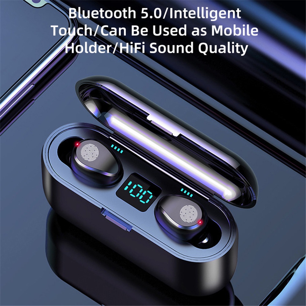 ⚡ YZ F9-2 TWS Earphone Bluetooth Nirkabel Bluetooth Headphone Display Wireless Dengan Headset mic
