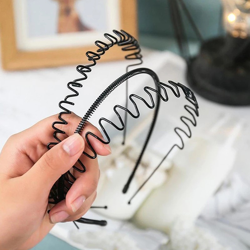 Unisex Black Wavy Hair Head Hoop / Fashion Non slip Metal Spiral Wave Headband Hairpins Hair Hoop Hair Accessories