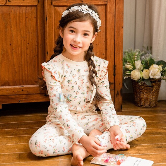 LNR Shop P-001 - P-006 Baju Setelan Anak Perempuan Bahan 95% Katun Tebal Anak Cewek Motif Princess Ruffle Pajamas Lengan Celana Panjang Baju Tidur  HYTS