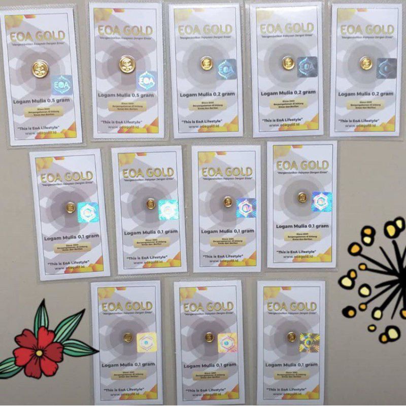 EOA GOLD 0,025 - 0,05 - 0,1 - 0,2 gr EMAS BATANGAN LOGAM MULIA EMAS MURNI