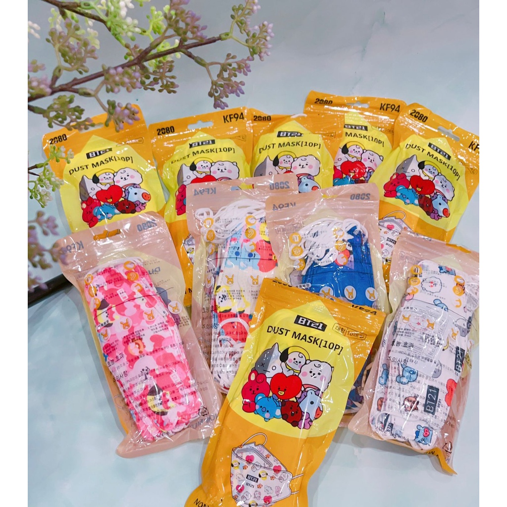 AZ Masker KF94 Kids Motif BTS KF94 BT21 / Masker KF94 Karakter Anak Motif BT21