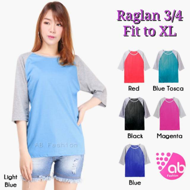 AB Baju  Raglan CEWEK 3  4  WARNA Atasan Kekinian Lengan  3  