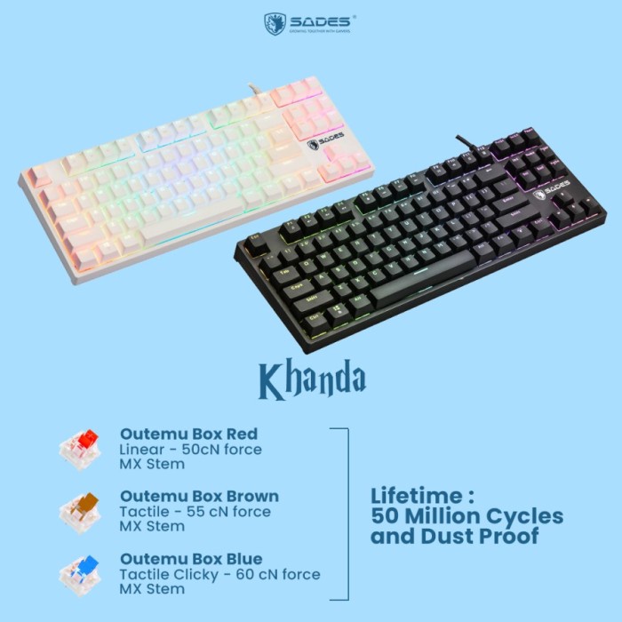 Gaming Mechanical Keyboard  TKL Sades Khanda / Removable Switch