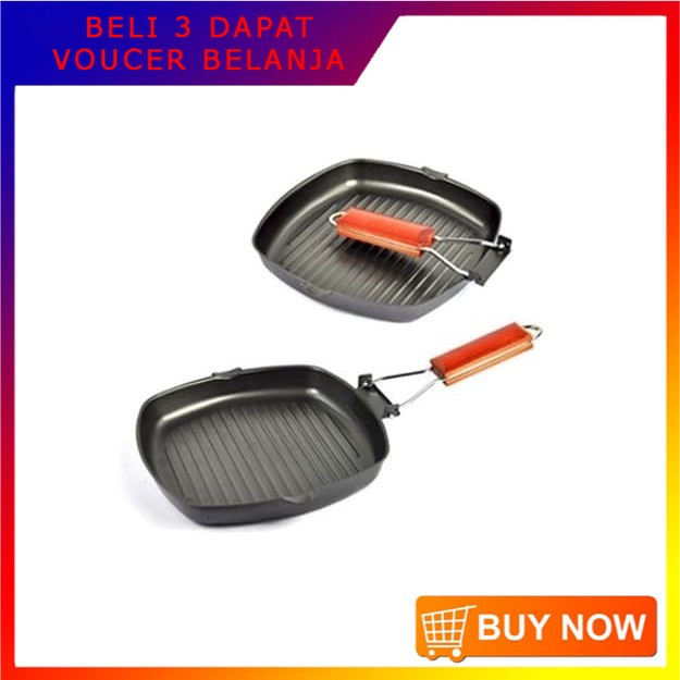 Square Grill Pan 20 Cm / Wajan Lipat Serbaguna Teflon Panggangan Steak / teflon panggang anti lengke