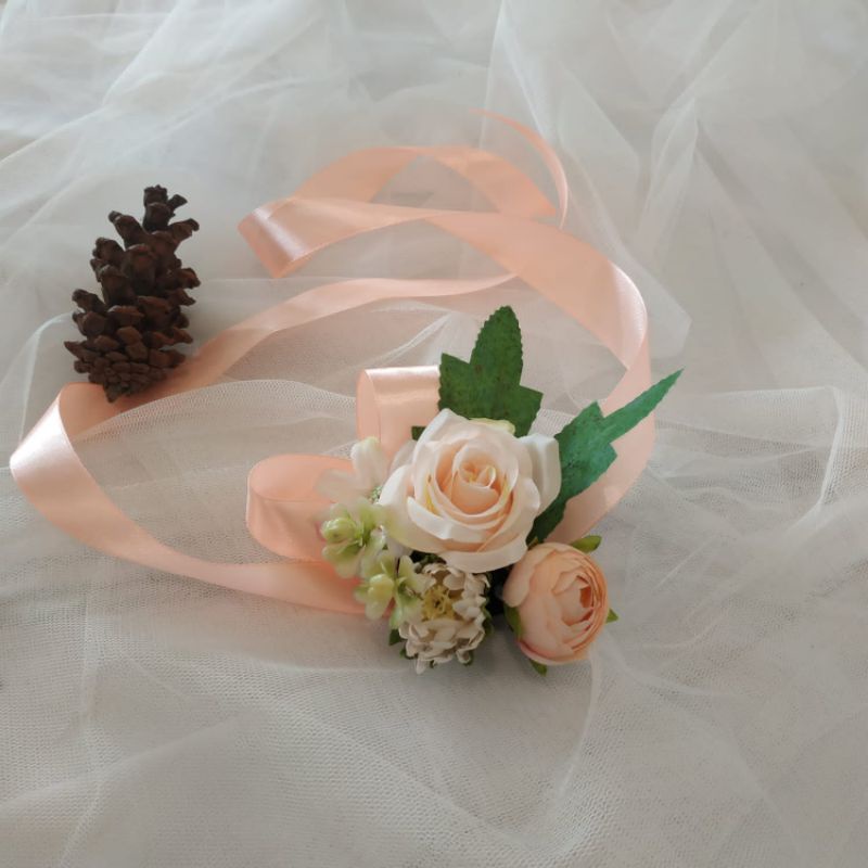 Gelang Bunga Korsase Corsage Boutonniere Bridesmaid Groomsmen Pengantin