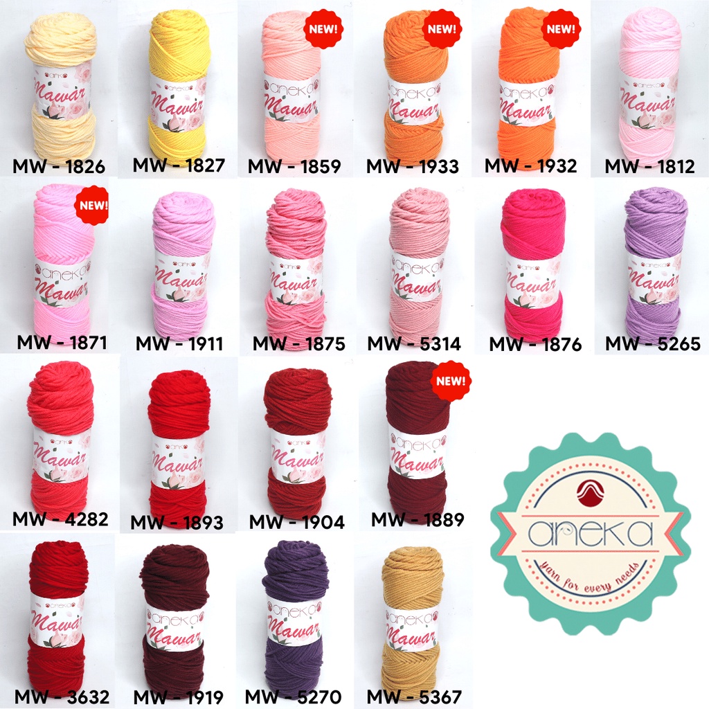 KATALOG - Benang Rajut Mawar / Soft Acrylic Yarn / 8 ply Milk Cotton Worsted / Katun Susu PART 1