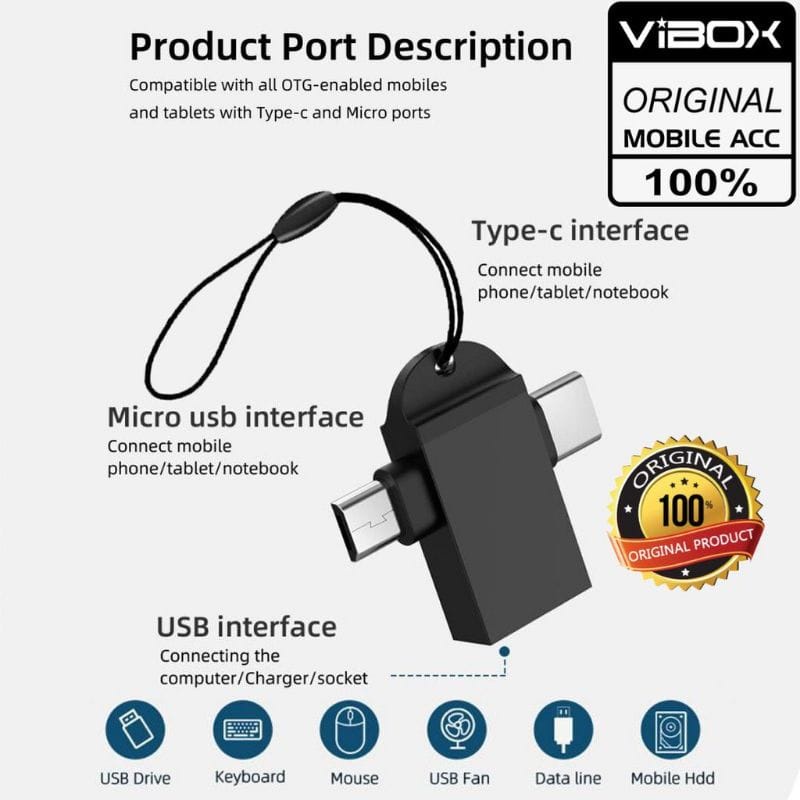 OTG VIBOX OTG-21 2IN1 MICRO TYPE-C On The Go VIBOX 2 IN 1 Tipe-c Micro