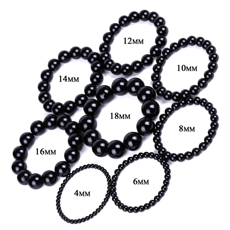 Gelang Manik-Manik Obsidian Warna Hitam Untuk Pria Dan Wanita