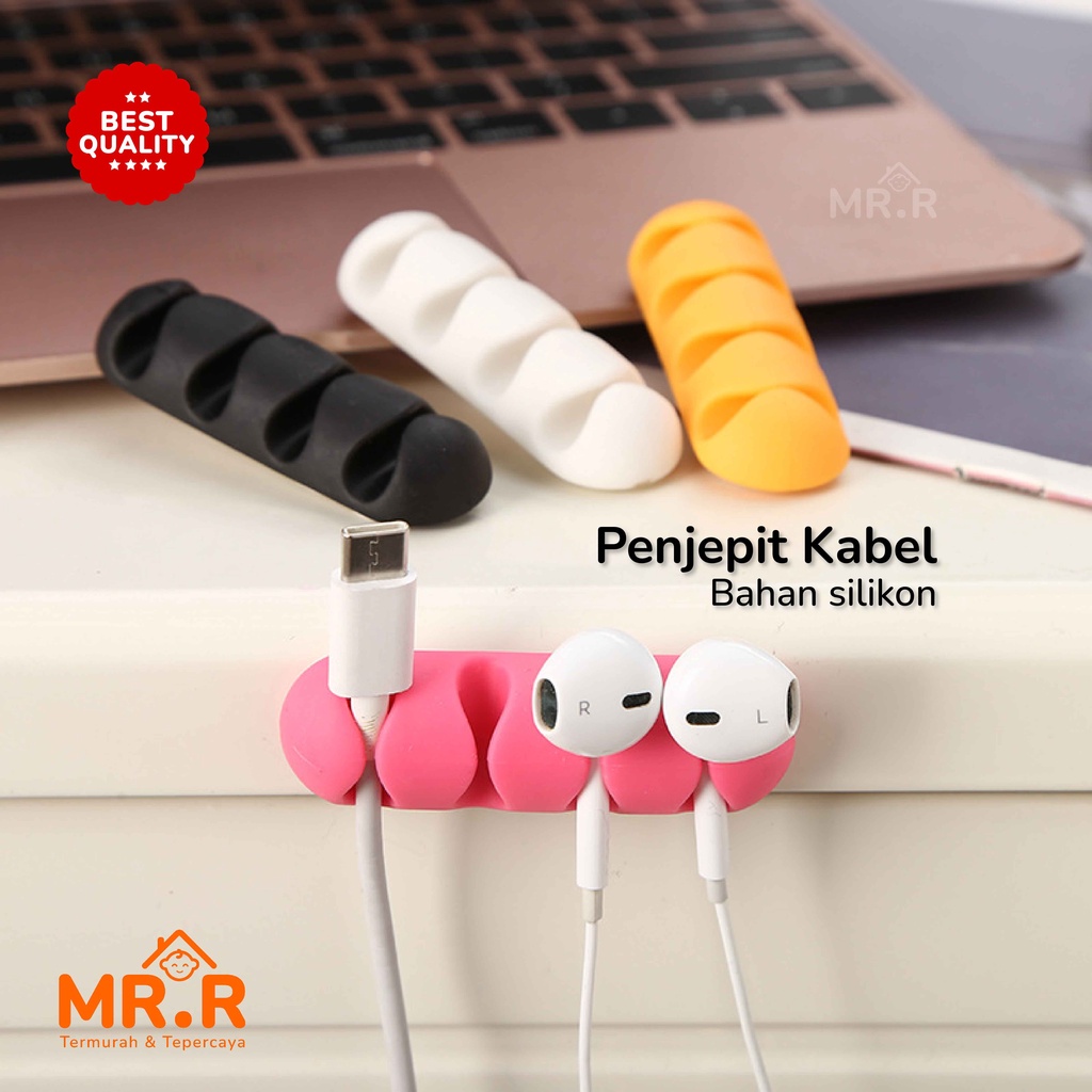 Klip Kabel Organizer Tempel Penjepit Kabel Charger HP USB Headset Earphone Gadget Clip Holder 5 Slot