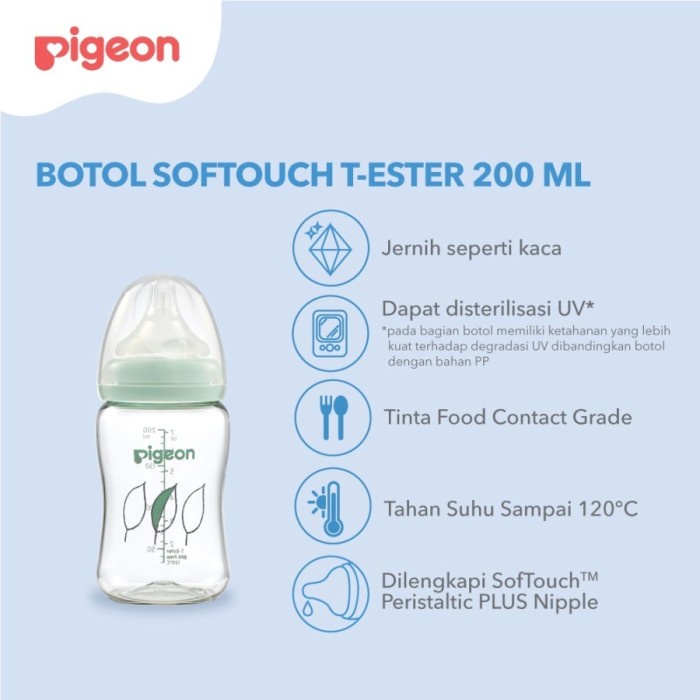 PIGEON Botol Soft Touch T-Ester Wide Neck Bottle Peristaltic Nipple