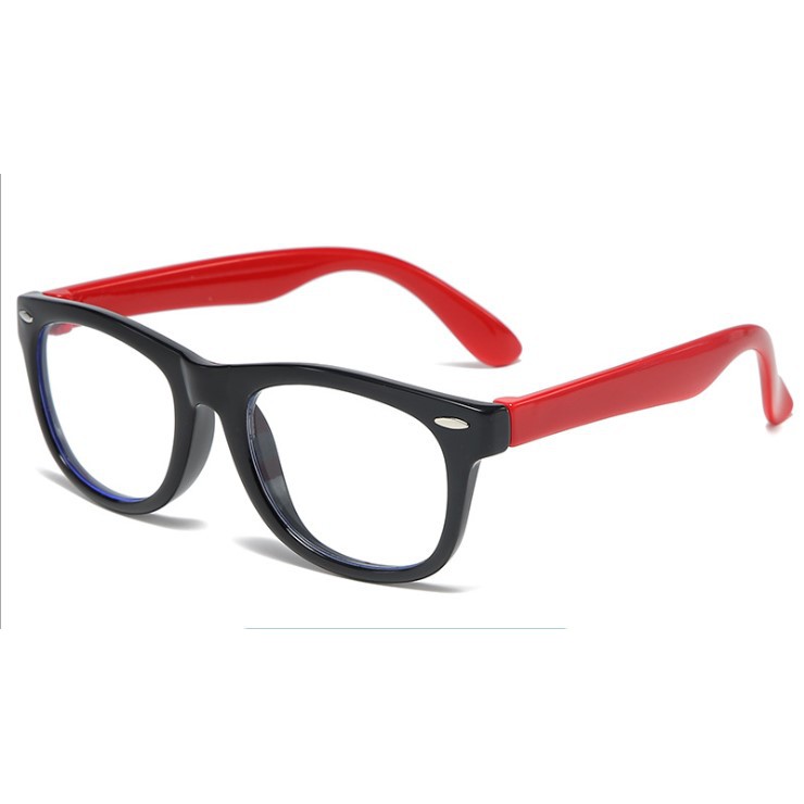 Kacamata Anak Anti Radiasi Blueray Blue Light HP Komputer Bahan Silikon Lentur Laki Laki & Perempuan-4. Hitam Merah