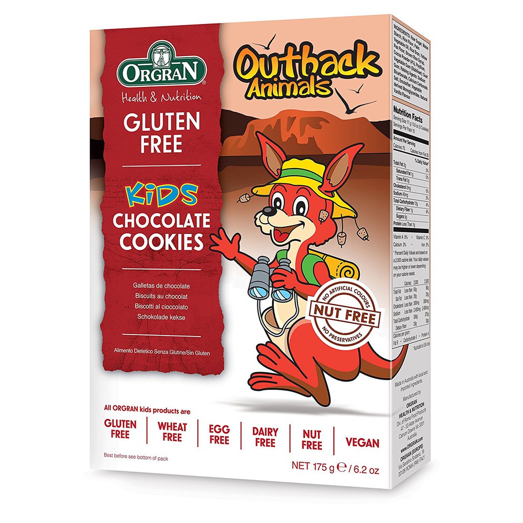 Orgran Gluten Free Outback Animals CHOCOLATE Cookies 175g / Vegan Cookies / Biskuit Vegan