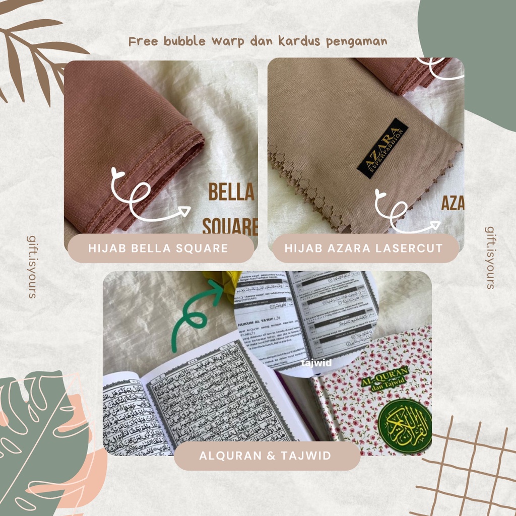 Hampers Gift box Hadiah Kado Al Quran A6 Hijab Paris Jadul untuk Cewek Ulang Tahun, Wisuda, Perpisahan