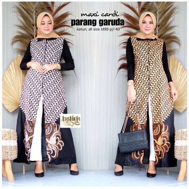 Outer Maxi Cardi Parang Garuda Batik Modern Seragam Pesta Long Cardigan Outerwear Kardi