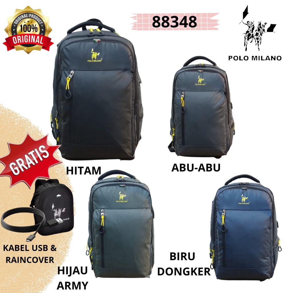 Tas Ransel Laptop Import POLO MILANO 88348 18inch ORIGINAL Ransel Anti Air EXPANDEBLE