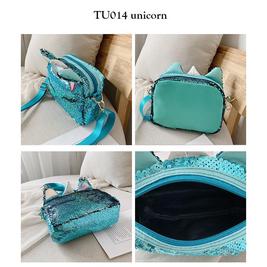 Tas selempang Sequin Unicorn Owl TU014 TU015 TSU028 TSU027tas pundak sling anak perempuan