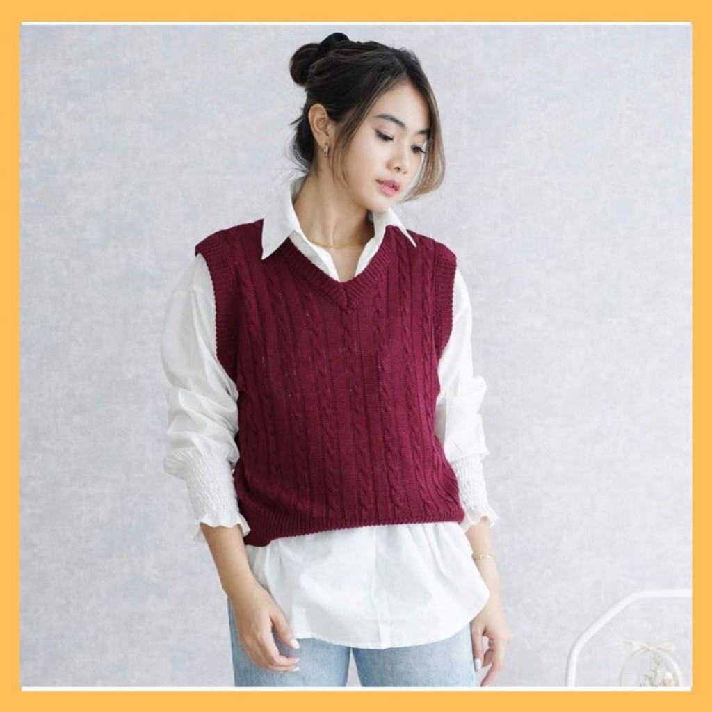 ROMPI CABLE / ROMPI RAJUT TEBAL PREMIUM 7GATE / ROMPI KEPANG / ROMPI CABLE RAJUT / VEST KNIT KOREAN STYLE