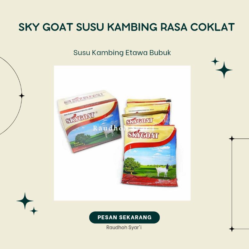 

SKYGOAT SUSU KAMBING RASA COKLAT / SUSU KAMBING ETAWA MURNI BUBUK