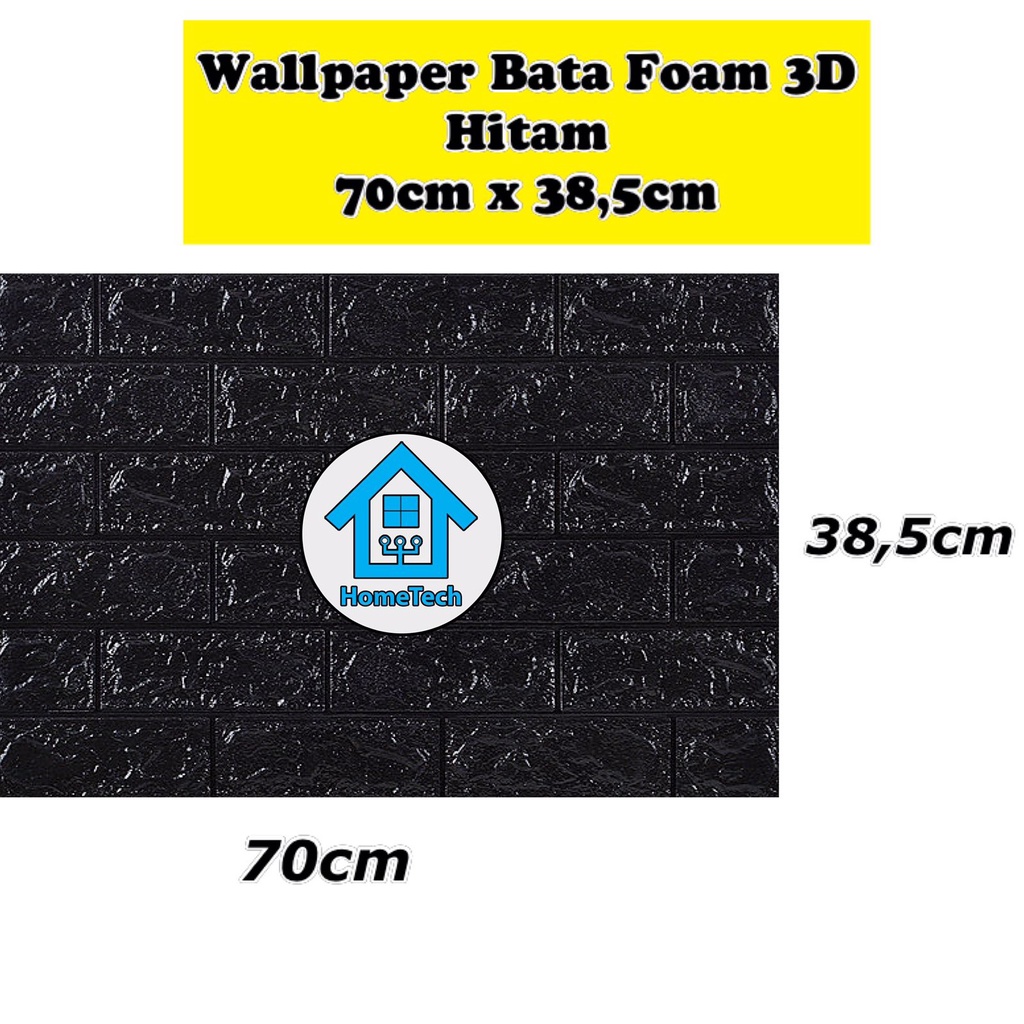 HT Wallpaper Sticker Foam Bata 3D Hitam Premium Wall Paper Stiker Dinding-70cm x 38,5cm
