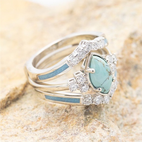 Perhiasan Cincin Berlian turquoise Untuk Wanita