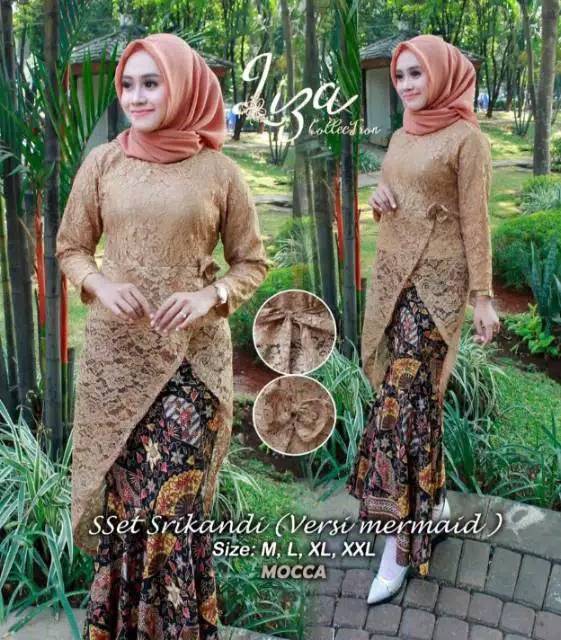 TERLARIS - SET KEBAYA SRIKANDI BRUKAT MODERN / KEBAYA TUNIK KURUNG KEKINIAN / KEBAYA NIKAH KONDANGAN / SALEM MOCCA NAVY SILVER-3