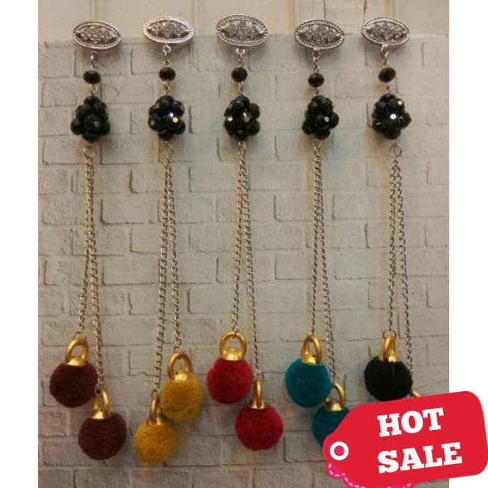BIG SALE Bros dagu Hijab juntai panjang kristal pompom by Pusat Grosir Ecer BEST.