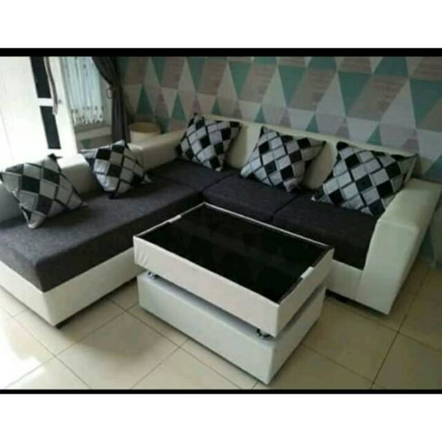 Sofa L putus minimalis+meja