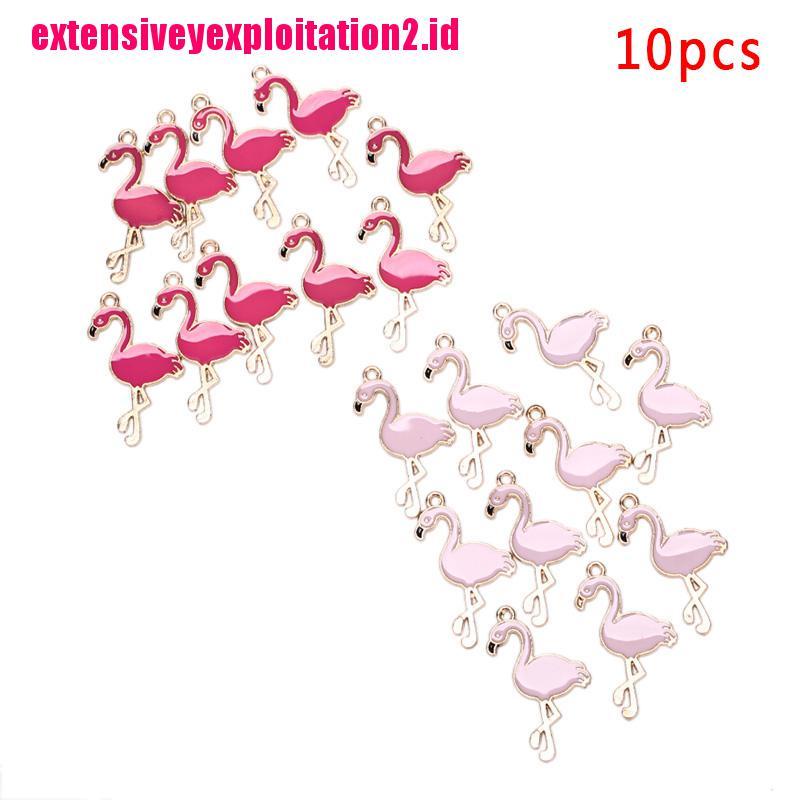 &lt; E2id &amp; &gt; 10PCS / Lot Charms / Charms / Pedants Bentuk Flamingo Bahan Alloy Untuk DIY Perhiasan