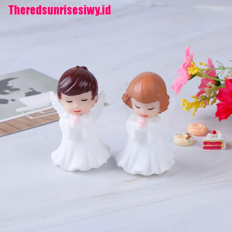 2pcs Ornamen Patung Miniatur Malaikat Untuk Dekorasi Kue