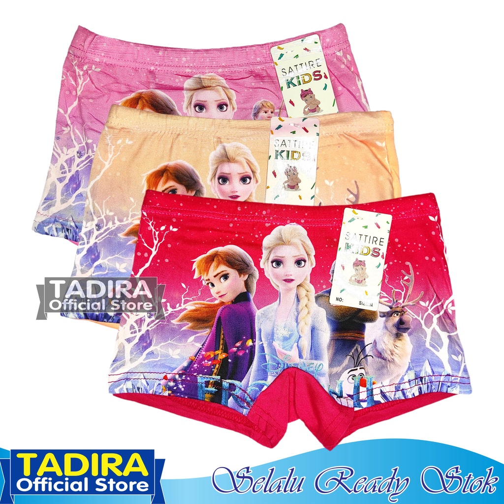 3 Pcs Celana Boxer Anak Perempuan Gambar Kartun Celana Dalam Anak Cewek Karakter Bahan Super Soft TADIRA