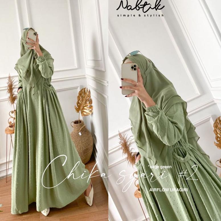 CHIKA SYARI #2  By NABTIK gamis airflow uragiri LD 110 Gamis syari –NLA.31My22ᶠ