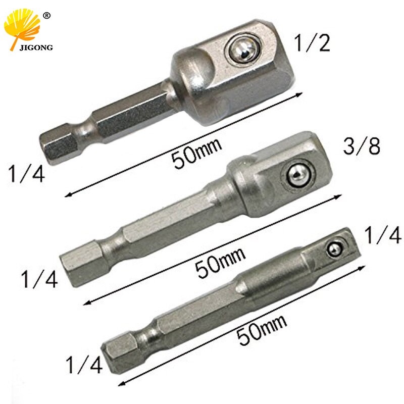 JIGONG Mata Obeng Elektrik Adapter Hex Shank Rod Sleeve Convertible Joints 3 PCS JHG0059