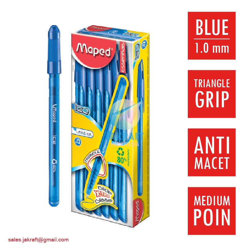 

(1 Pcs) Pulpen Bolpen MAPED Ice Pen (Biru Blue) Medium 1.0 mm BP-224434
