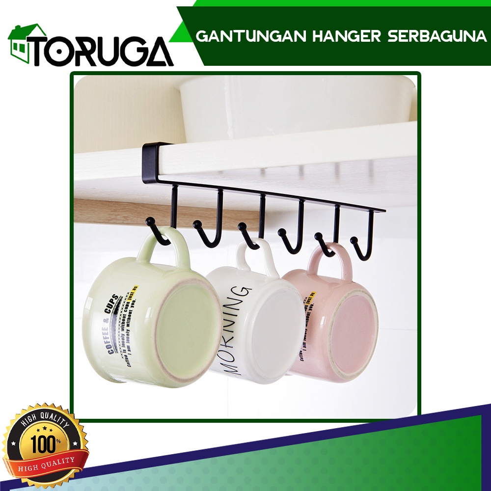 Gantungan Hanger Kitchen Dapur Pengait Gelas Serbaguna 6 Hook Kabinet Cantolan Praktis