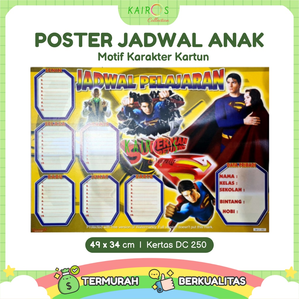 Poster Jadwal Pelajaran Anak Sekolah