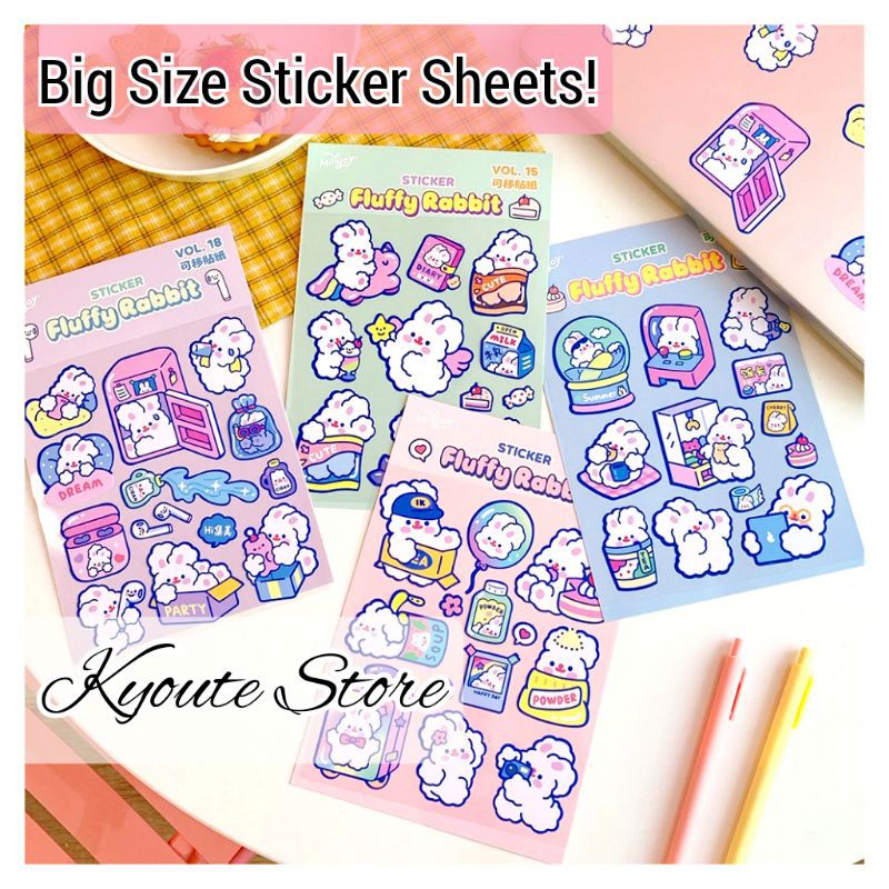 

Big Size Sticker Sheet Cute White Rabbit Scrapbook DIY Bujo Planner / Stiker HP Tumblr Laptop Koper