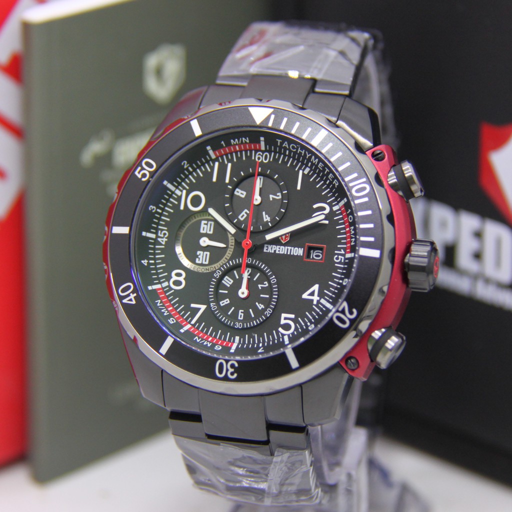 EXPEDITION 6795 PRIA BLACK RED ORIGINAL EXP6795 EXP 6795 JAM TANGAN COWOK ARLOJI COWOK