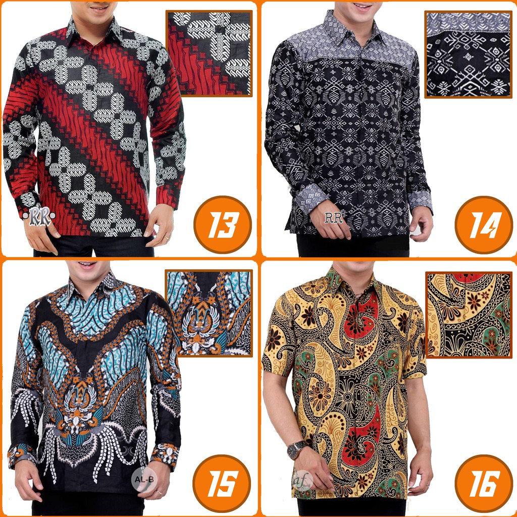 Batik Kemeja Baju Batik Atasan Pria Panjang /Pendek Best Seller Seragam Anak Wanita 15Motif M L XL