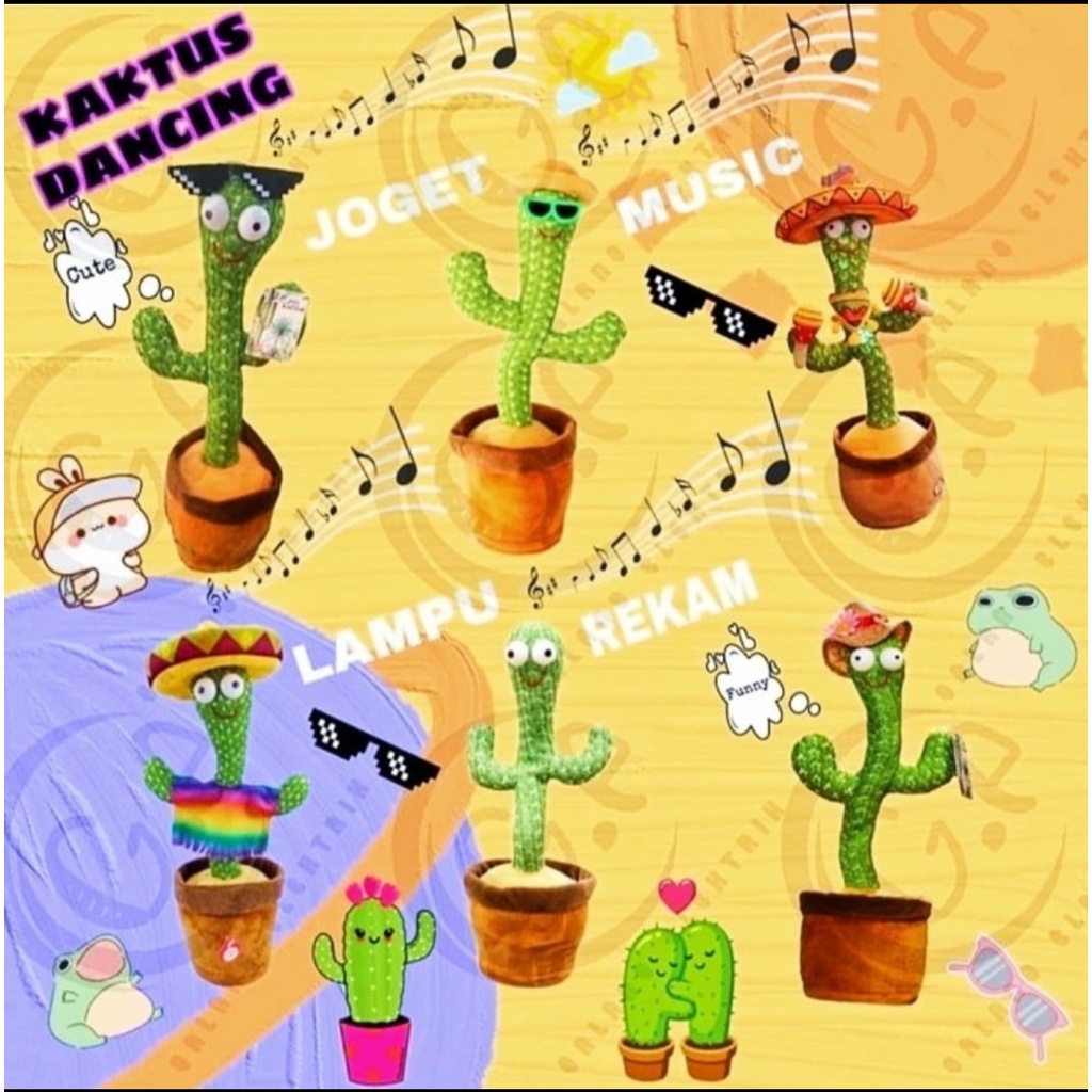 [HH] CACTUS TOY DANCE DANCING LED / BONEKA KAKTUS PINTAR JOGET GOYANG MENARI NGOMONG REKAM BICARA