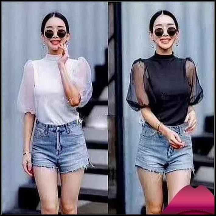  Baju  Atasan Wanita Import  Blouse Murah  Tulle Top Kaos 