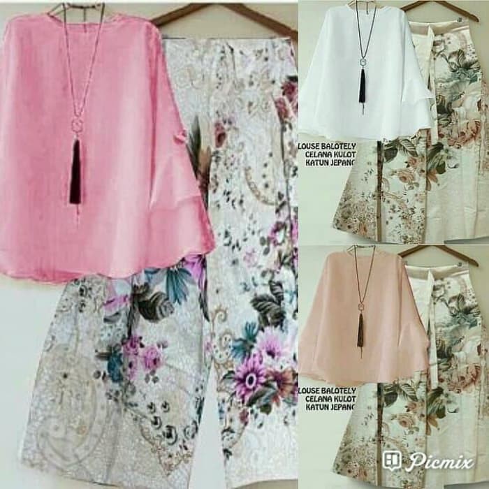 J62P1 SET STELAN MUSLIMAH SET BAJU CELANA MUSLIMAH STELAN KEKINIAN  BLZ SET KULOT STELAN ROSEMERRY