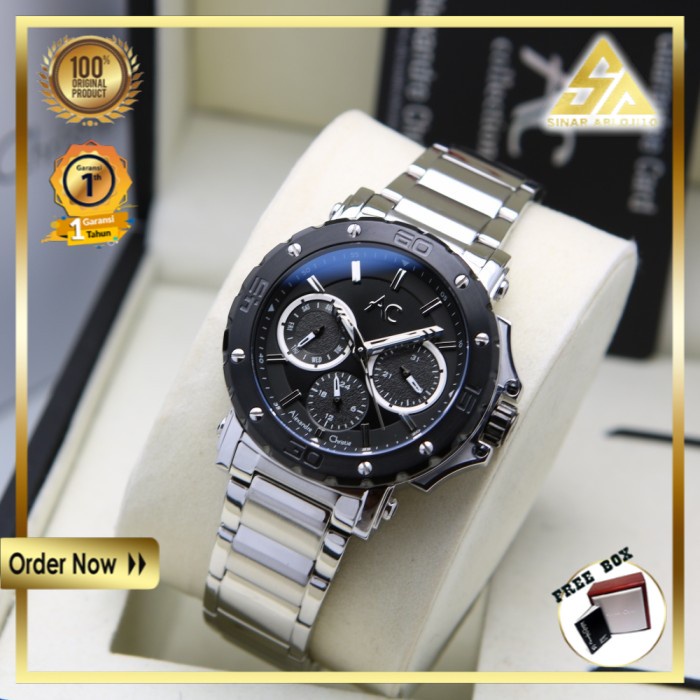 JAM TANGAN ALEXANDRE CHRISTIE ALEXANDER CHRISTIE WANITA CEWEK ORIGINAL ORI AC 9205 SILVER BLACK