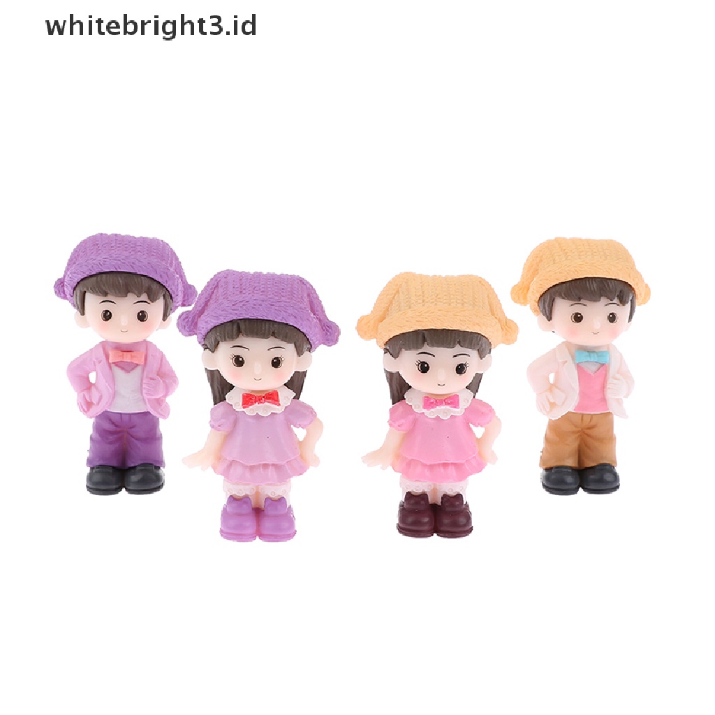 {whitebright3.id} 1Pair Micro-Landscape Romantic Couple Figurine Clown Hat Couple Dollhouse Decor ,