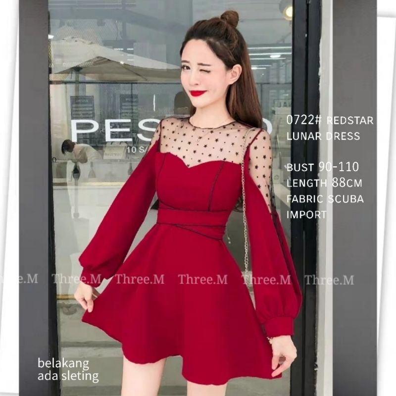 MDLV ~ CNY0722# Redstar Dress Red Mini Dress Premium Dress Sincia Dress Imlek Fashion Import