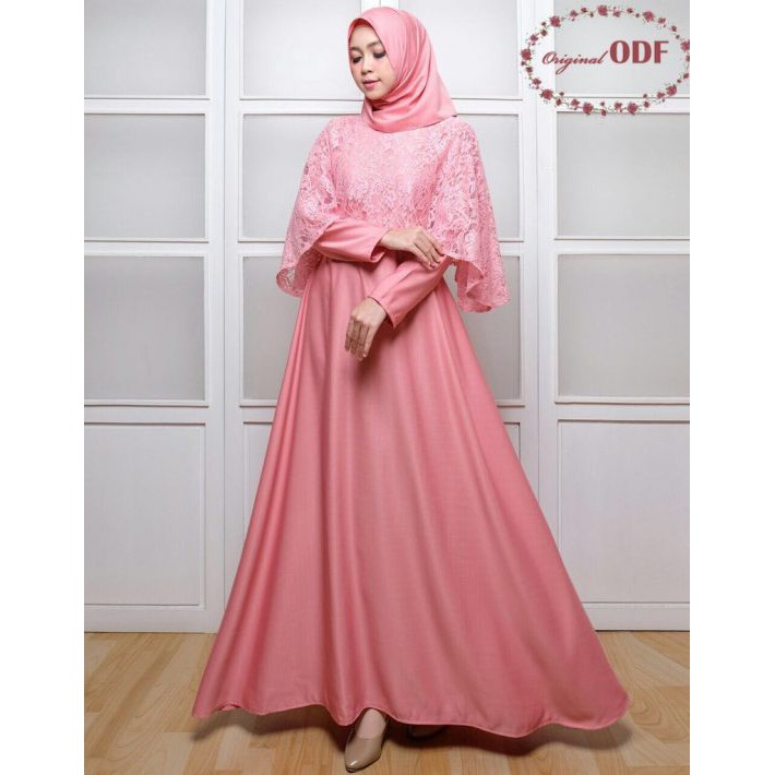 Dress brukat alisa pink benhur terusan pesta blue natal  