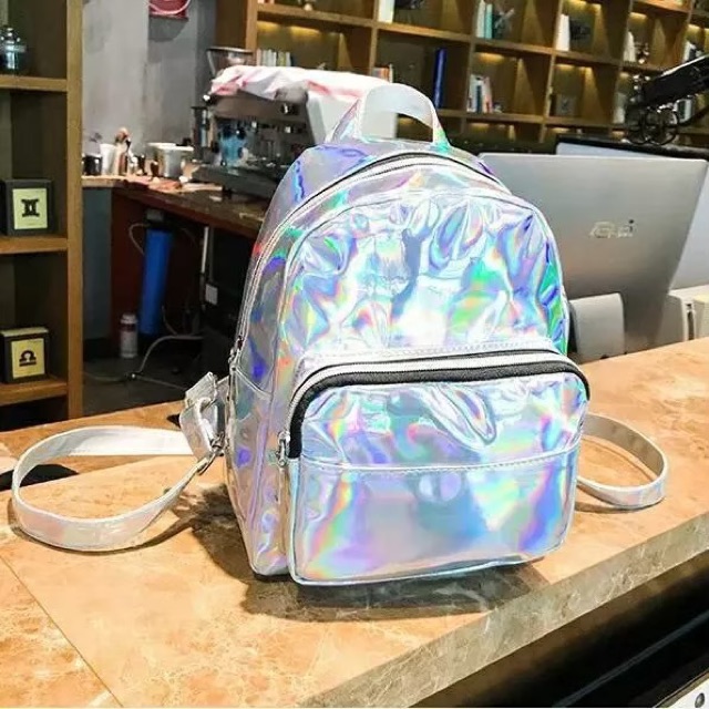 New Backpack Hologram Timbul HOLLY - Tas Ransel Wanita Ukuran Mungil Pantulan Wanta Cahaya