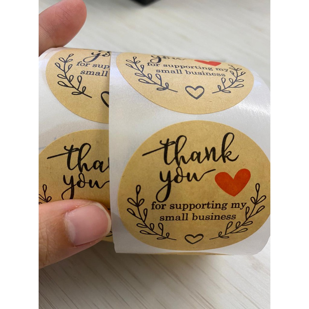 Stiker Label Sticker Craft XL Thank You Supporting small business Seal Product 5cm Besar Segel Produ