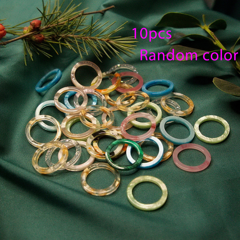 10pcs Mixed Color Resin Joint Ring Set Fashion Jewelry Birthday Gift