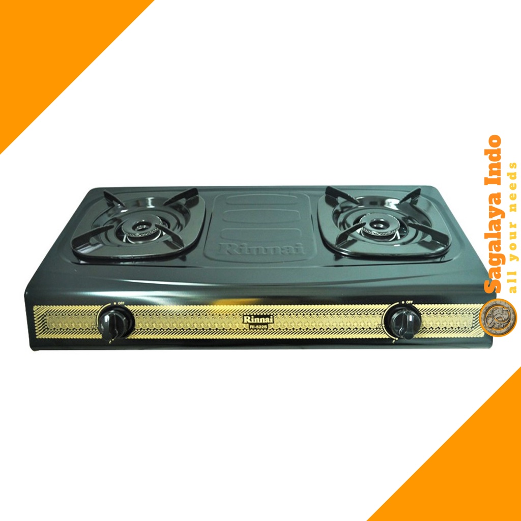Kompor Gas 2 Tungku Rinnai Batik Hitam