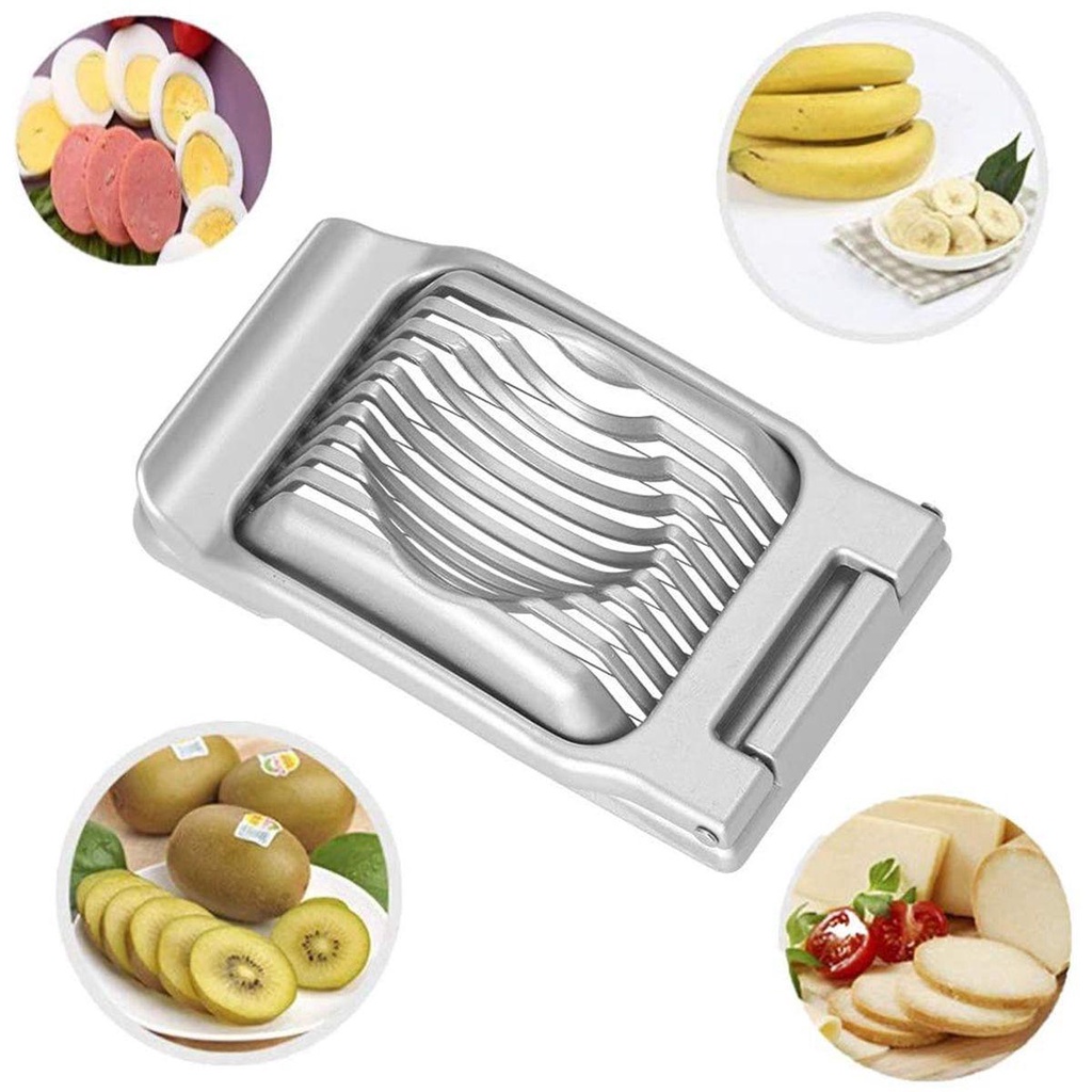 [Elegan] Egg Slicer Telur Rebus Keras Baking Aluminium Serbaguna Stainless Steel Wire Splitter